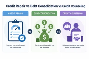 Credit Repair vs Debt Consolidation vs Credit Counseling